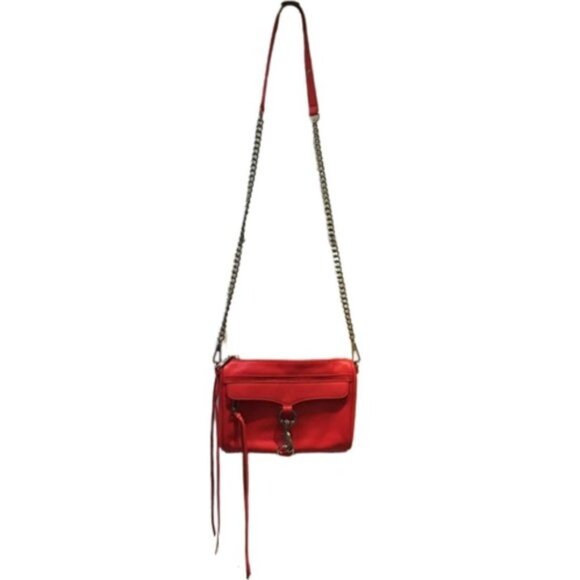 Rebecca Minkoff Red Leather Chain-link Crossbody Bag - Picture 1 of 9